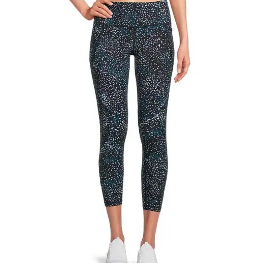 Sweaty Betty ⅞ Leggings in Color Confetti: Blue, White, Black